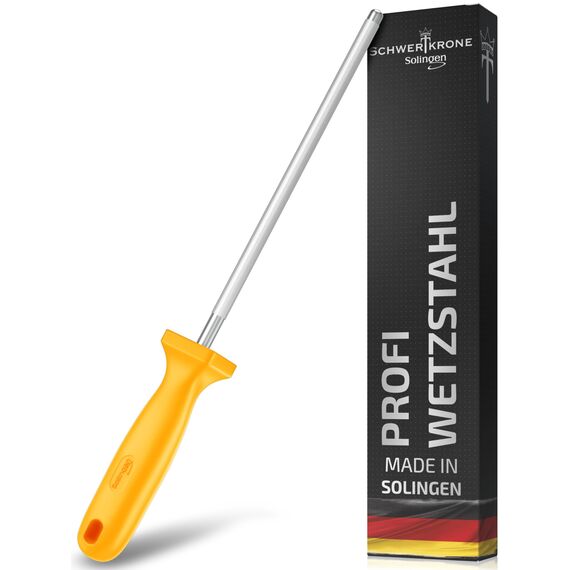 SCHWERTKRONE® Wetzstahl für Messer [MADE IN SOLINGEN - GERMANY] - Messerschärfer Stab - Wetzstab Messerstahl - Messerschärfer Knife Sharpener - Höchste Qualtiät für Profis (Chrom Vanadium) - 34cm