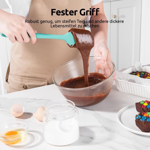 U-Taste 315 ℃ Hitzebeständige Silikonspatel, Antihaft-Gummi-Teigschaber, nahtloses einteiliges Design zum Kochen, Backen, Mischen (4 Stück, Bunt)