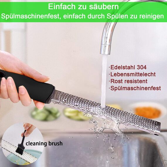 Parmesanreibe Käsereibe Zitronenreibe Edelstahl Reibe mit Rasiermesser-Scharfe Klinge, Fein Zester Reibe Knoblauchreibe Ingwerreibe Muskatreibe Raspel Küchenreibe für Käse Zitronen Spülmaschinenfest