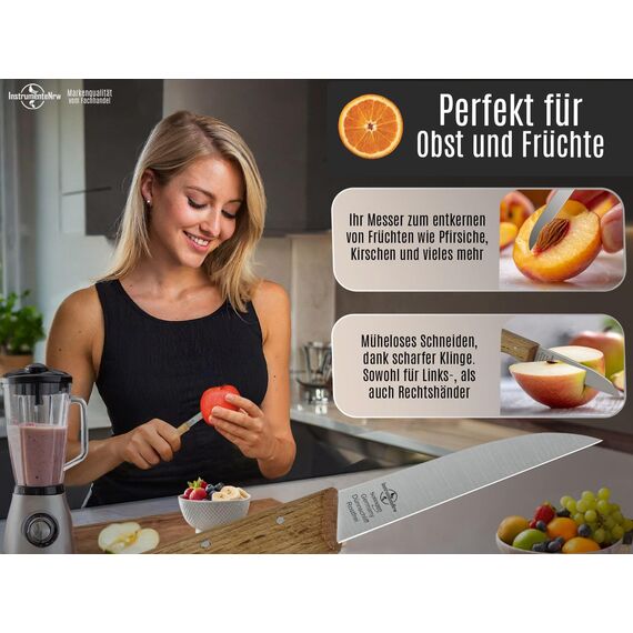 Gemüsemesser aus Solingen Obstmesser mit Echt Holzgriff aus Buche Allzweckmesser mit Rostfreier Messerklinge Schälmesser Made in Germany Universal Messer mit Extra Scharfem und Präzisem Schnitt
