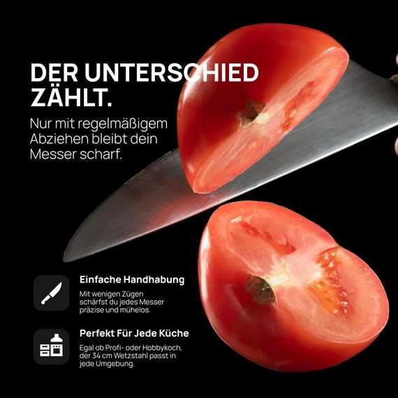 SCHWERTKRONE® Wetzstahl für Messer [MADE IN SOLINGEN - GERMANY] - Messerschärfer Stab - Wetzstab Messerstahl - Messerschärfer Knife Sharpener - Höchste Qualtiät für Profis (Chrom Vanadium) - 34cm ROT