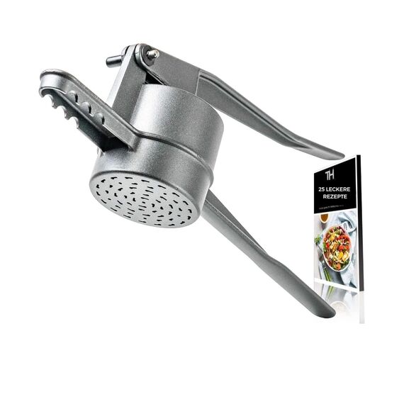 Thiru Spätzlepresse - Testsieger 2024-60 Tage risikofrei testen - Kartoffelpresse mit Auflagerasten & Schaumlöffel - Ideal für Spätzle, Kartoffeln, Säfte - Made in Germany - inkl. E-Book