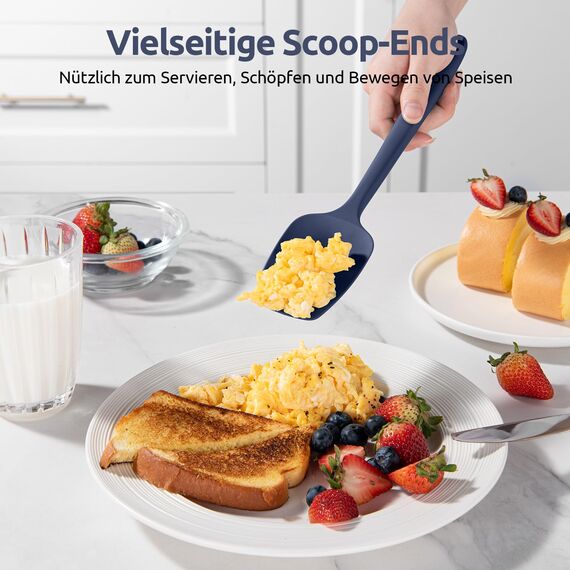 U-Taste Silikon Spatel & Teigschaber 4er Set, 315℃ Hitzebeständiger Antihaft-Gummispachtel Kuchenspatel, Nahtloses Einteiliges Design für Kochen Backen Mischen (Nachtblau)
