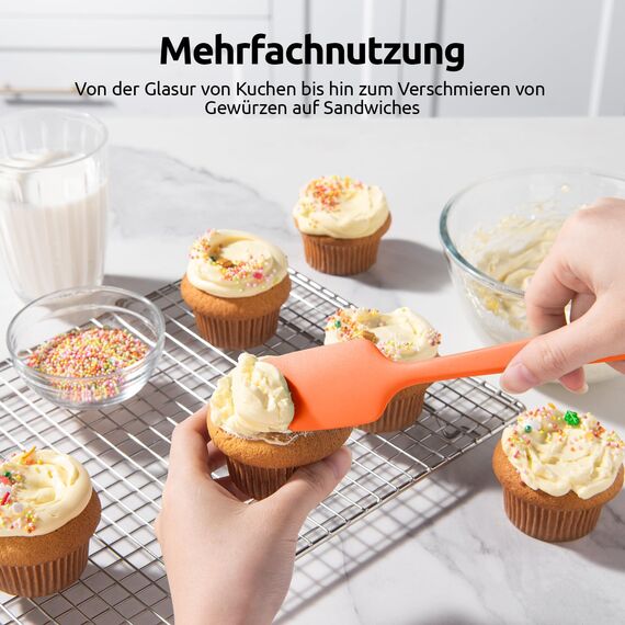 U-Taste 315 ℃ Hitzebeständige Silikonspatel, Antihaft-Gummi-Teigschaber, nahtloses einteiliges Design zum Kochen, Backen, Mischen (4 Stück, Bunt)