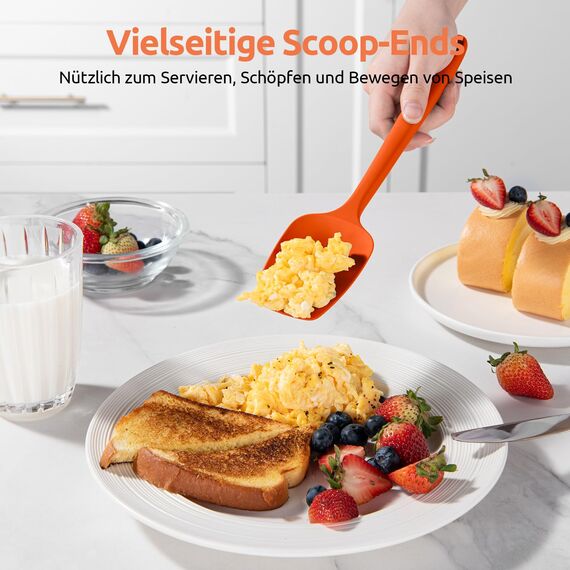 U-Taste Silikon Spatel & Teigschaber 4er Set, 315℃ Hitzebeständiger Antihaft-Gummispachtel Kuchenspatel, Nahtloses Einteiliges Design für Kochen Backen Mischen (Orange)
