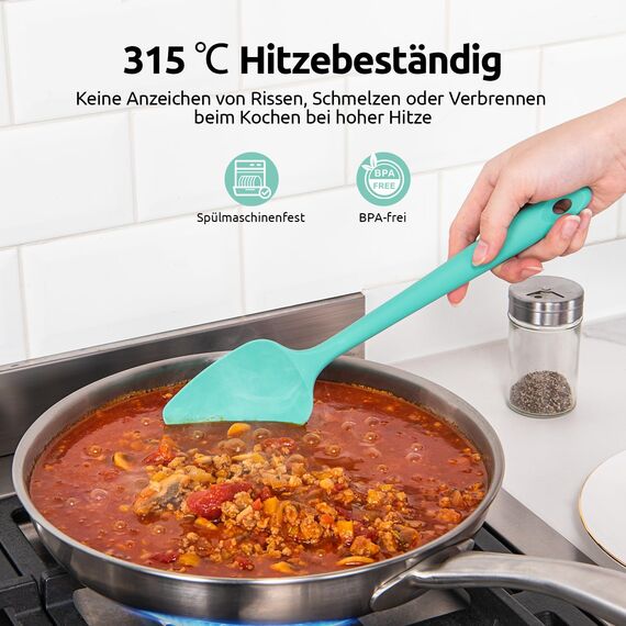 U-Taste Silikon Spatel & Teigschaber 4er Set, 315℃ Hitzebeständiger Antihaft-Gummispachtel Kuchenspatel, Nahtloses Einteiliges Design für Kochen Backen Mischen (Mehrfarbig)