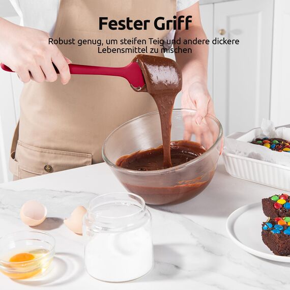 U-Taste Silikon Spatel & Teigschaber 4er Set, 315℃ Hitzebeständiger Antihaft-Gummispachtel Kuchenspatel, Nahtloses Einteiliges Design für Kochen Backen Mischen (Mehrfarbig)