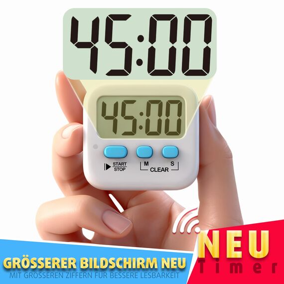 Antonki 2 Stück Timer, Digitaler Küchentimer zum Kochen, Eieruhr, Magnetisch Stoppuhr Timer für Kinder, Lehrer, Klassenzimmer, Übung, Badezimmer, Backofen, Backen-Inklusive Batterie