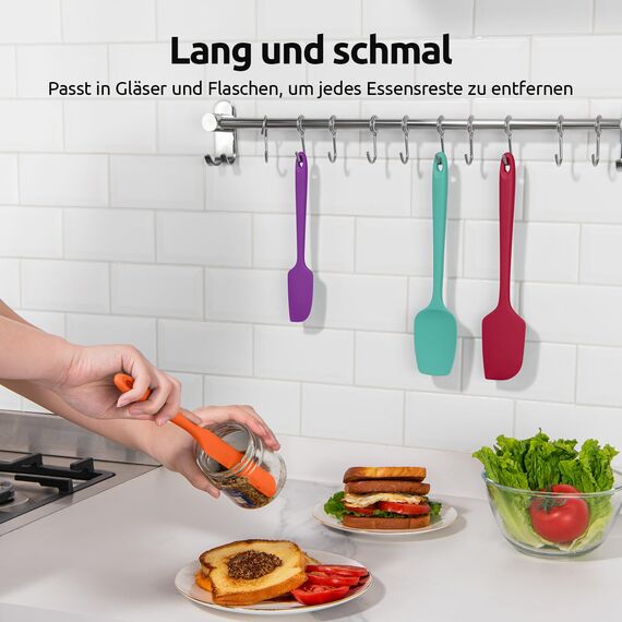 U-Taste Silikon Spatel & Teigschaber 4er Set, 315℃ Hitzebeständiger Antihaft-Gummispachtel Kuchenspatel, Nahtloses Einteiliges Design für Kochen Backen Mischen (Mehrfarbig)