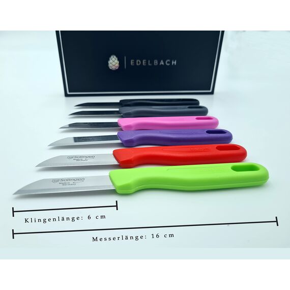 Solingen / Edelbach / 6x Küchenmesser Set / Made in Germany Messer Set gerade Klinge, Allzweckmesser, Obstmesser, Gemüsemesser, Schälmesser, sehr scharf, Küchen Messer, Geschenk