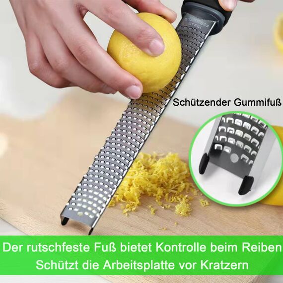 Parmesanreibe Käsereibe Zitronenreibe Edelstahl Reibe mit Rasiermesser-Scharfe Klinge, Fein Zester Reibe Knoblauchreibe Ingwerreibe Muskatreibe Raspel Küchenreibe für Käse Zitronen Spülmaschinenfest