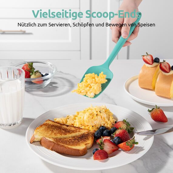 U-Taste Silikon Spatel & Teigschaber 4er Set, 315℃ Hitzebeständiger Antihaft-Gummispachtel Kuchenspatel, Nahtloses Einteiliges Design für Kochen Backen Mischen (Blaugrün)