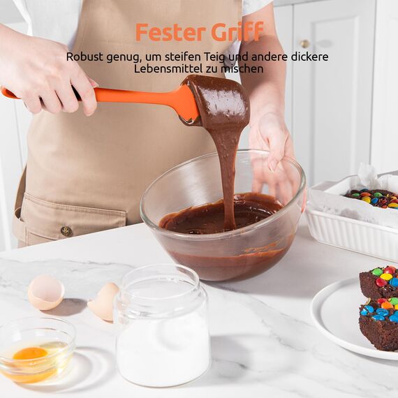 U-Taste Silikon Spatel & Teigschaber 4er Set, 315℃ Hitzebeständiger Antihaft-Gummispachtel Kuchenspatel, Nahtloses Einteiliges Design für Kochen Backen Mischen (Orange)