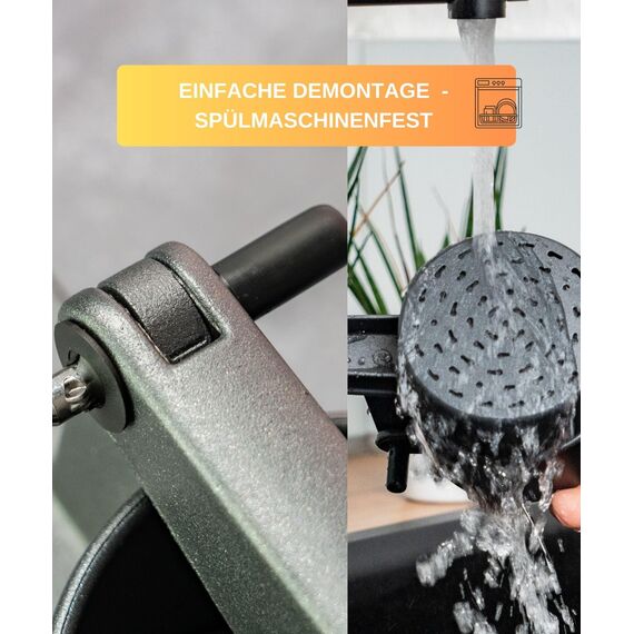 Thiru Spätzlepresse - Testsieger 2024-60 Tage risikofrei testen - Kartoffelpresse mit Auflagerasten & Schaumlöffel - Ideal für Spätzle, Kartoffeln, Säfte - Made in Germany - inkl. E-Book