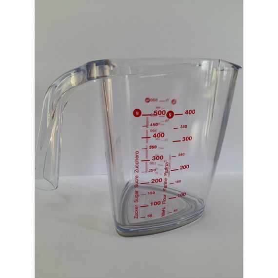 Leifheit Messbecher, 0,5L, mit mehrsprachigen Messskalen für Mehl, Zucker und Flüssigkeiten, gummierter Boden, spülmaschinengeeignet, perfekt zum Backen und Kochen, measuring cup, Messkanne
