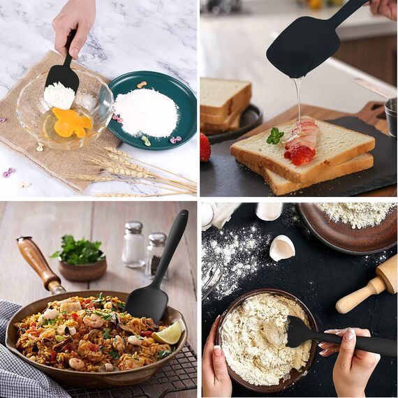 Silikon Löffel Spatel, Wok Spatel, Antihaft-Küchenutensilien mit Stahlkern zum Kochen, 1 Kleiner Silikon Spatel, 1 Große Spatel und 1 Löffel Spatel