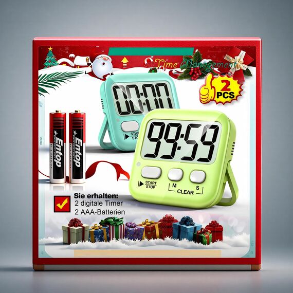 Antonki 2 Stück Timer, Digitaler Küchentimer zum Kochen, Eieruhr, Magnetisch Stoppuhr Timer für Kinder, Lehrer, Klassenzimmer, Übung, Badezimmer, Backofen, Backen-Inklusive Batterie
