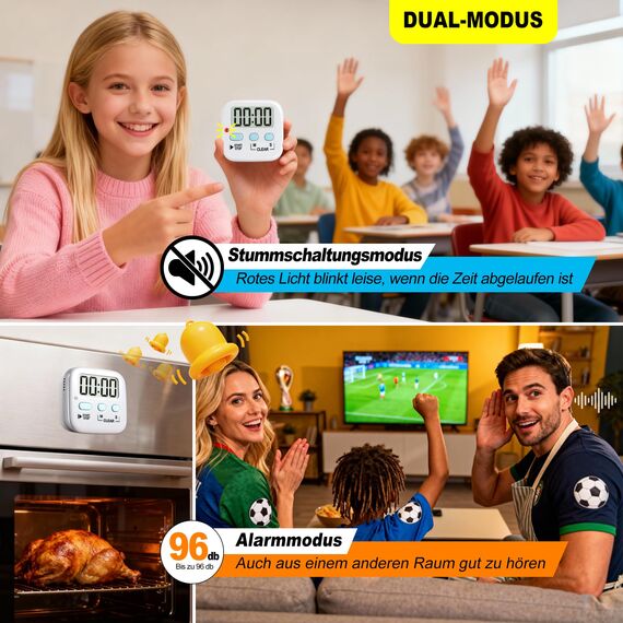 Antonki 2 Stück Timer, Digitaler Küchentimer zum Kochen, Eieruhr, Magnetisch Stoppuhr Timer für Kinder, Lehrer, Klassenzimmer, Übung, Badezimmer, Backofen, Backen-Inklusive Batterie