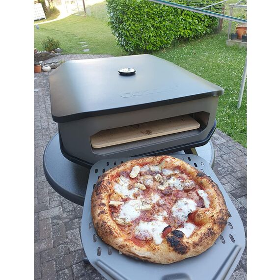 G.a HOMEFAVOR Perforierter Pizzaschieber, Pizzaschaufel aus Hart Eloxiertes Aluminium Rechteckige Professionelles Pizzaschaufel mit verlängertem Silikongriff, 30,5 x 35,6 cm, 66 cm insgesamt