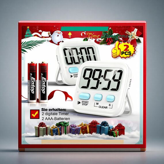 Antonki 2 Stück Timer, Digitaler Küchentimer zum Kochen, Eieruhr, Magnetisch Stoppuhr Timer für Kinder, Lehrer, Klassenzimmer, Übung, Badezimmer, Backofen, Backen-Inklusive Batterie
