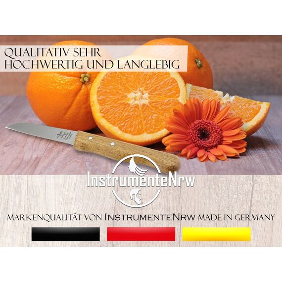Gemüsemesser 2er Set aus Solingen Obstmesser mit Echt Holzgriff aus Buche Allzweckmesser mit Rostfreier Messerklinge Schälmesser Made in Germany Universal Messer mit Extra Scharfem Präzisem Schnitt