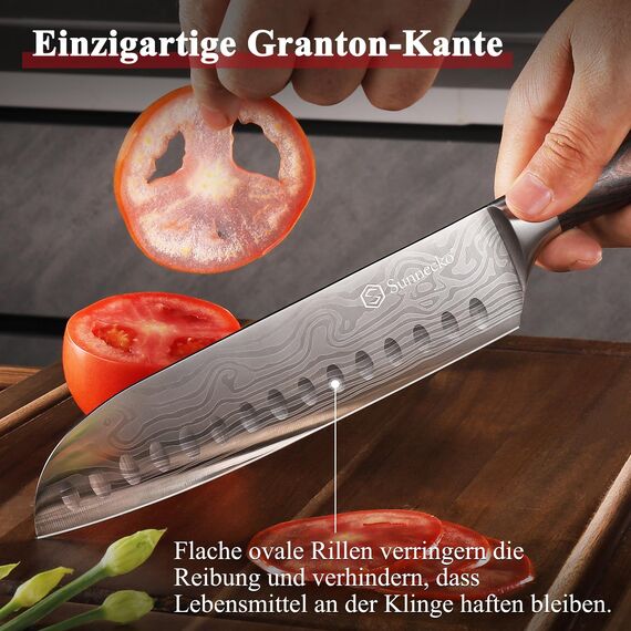 Sunnecko 17cm Santoku Messer Küchenmesser Kochmesser - Kochmesser Profi Messer Japanisches Messer Scharf Küchenmesser Allzweckmesser Küche Chef Knife