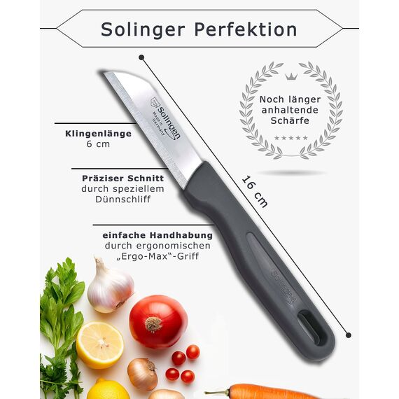 Solingen / Edelbach / 6x Küchenmesser Set / Made in Germany Messer Set gerade Klinge, Allzweckmesser, Obstmesser, Gemüsemesser, Schälmesser, sehr scharf, Küchen Messer, Geschenk