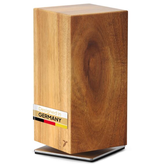 Messerblock Drehbar 360 Grad Magnetisch Ohne Messer Akazienholz – Magnet-Messerhalter Universal Unbestückt Holz – Edler Holzblock Akazie – Magnetic Rotating Knife Holder Block | mahona