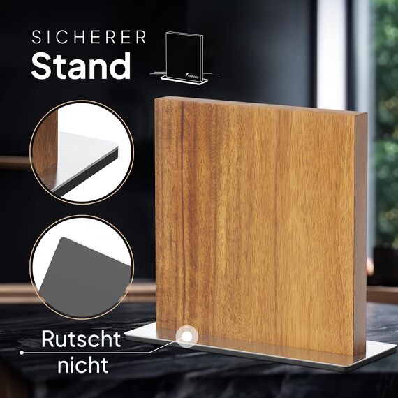 Mahona Magnetischer Messerblock ohne Messer aus Akazienholz. Mit diesem magnetischen Stabmesserset setzen Sie jede Küche in Szene. Der perfekte Messerblock magnetisch, doppelseitig und aus Holz