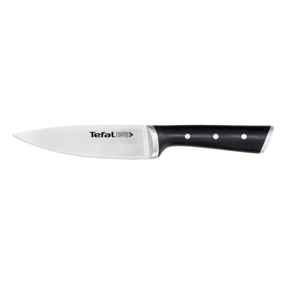 Tefal Ice Force Kochmesser 15 cm, Fleisch- oder Gemüsemesser, deutscher Edelstahl, ergonomischer Griff, spülmaschinenfest, Edelstahl/Schwarz, K23203