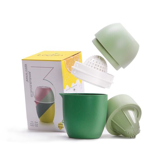 Lechin Zitronenpresse - Einzigartiger Zitruspresse in Zitronenform - Manueller Entsafter mit zwei Pressmöglichkeiten für Verschiedene Früchte (Grün)
