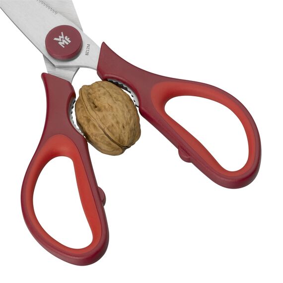 WMF Touch Küchenschere 21 cm, Haushaltsschere mit Sägeschliff, Schere Küche, Cromargan Edelstahl, Softgriff, rot