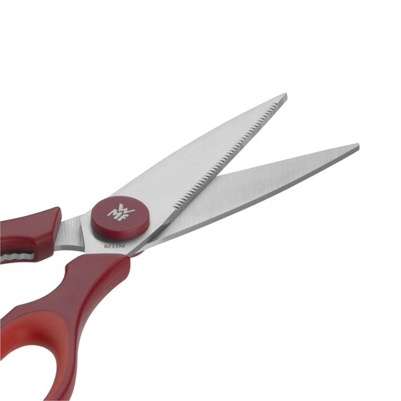 WMF Touch Küchenschere 21 cm, Haushaltsschere mit Sägeschliff, Schere Küche, Cromargan Edelstahl, Softgriff, rot