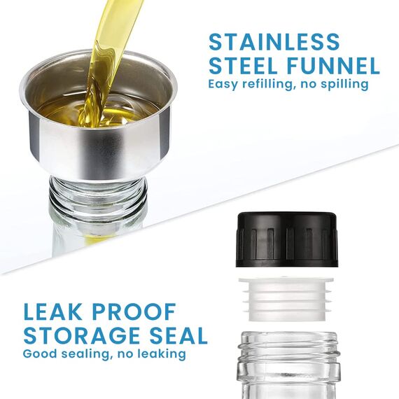 Bugucat Ölflasche,2PCS 500ML Essigflasche aus Glas mit Spender,Öl Flaschen mit Ausgießer und Etikett,Olivenöl Spender mit Anti-Schmutz Verschluss Auslaufsicher und Tropffrei,zum Kochen, Salat, Grillen