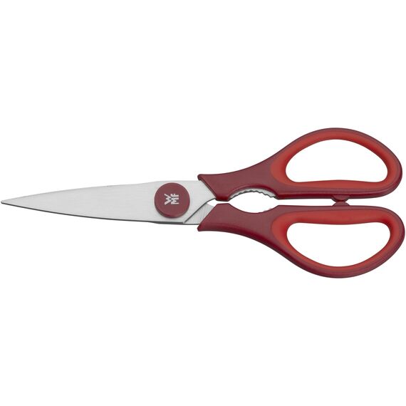WMF Touch Küchenschere 21 cm, Haushaltsschere mit Sägeschliff, Schere Küche, Cromargan Edelstahl, Softgriff, rot