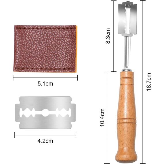 ZITFRI Bäckermesser Teigmesser Baguettemesser Brot Lahm Scoring Tool Set Brot Bäcker Cutter mit 10 Brotklinge Bäckerklinge Ritzmesser zum Einschneiden von Baguette Teigmesser für DIY Brot Backen