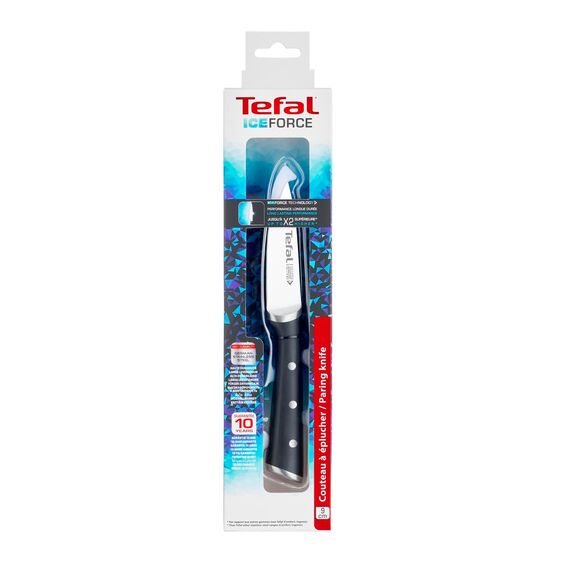 Tefal Ice Force Schälmesser, 9cm Klinge, Korrosionsschutz, Handschutz, Edelstahl/Schwarz, K23205