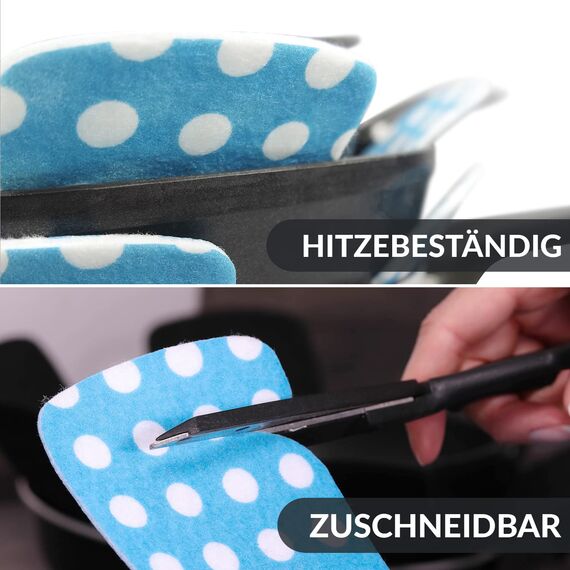 Chefarone Pfannenschoner Filz - 5er Set - 38,5 cm - XL Pfannenschutz - Stapelschutz für perfekten Pfannen Schutz (Blau)