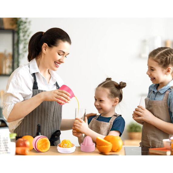 Lechin Zitronenpresse - Einzigartiger Zitruspresse in Zitronenform - Manueller Entsafter mit zwei Pressmöglichkeiten für Verschiedene Früchte (Rosa)