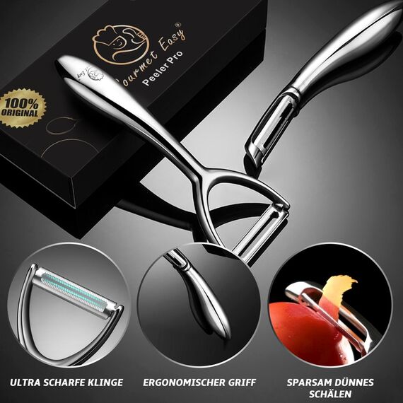 Premium Sparschäler aus Edelstahl für Obst & Gemüse l Schäler mit ultrascharfer Klinge geeignet als Kartoffelschäler & Spargelschäler mit ergonomischem und rutschfestem Griff