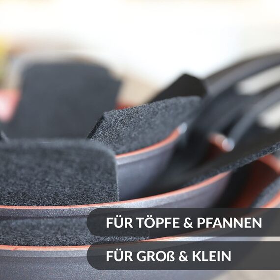 Chefarone Pfannenschoner Filz - 5er Set - 38 cm - XL Pfannenschutz - Stapelschutz für perfekten Pfannen Schutz (schwarz)