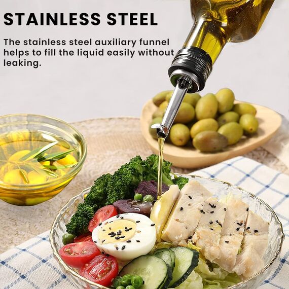 Bugucat Ölflasche 500ML, Essigflasche aus Glas mit Spender,Öl Flaschen mit Ausgießer und Etikett,Olivenöl Spender mit Anti-Schmutz Verschluss Auslaufsicher und Tropffrei,zum Kochen, Grillen, Salat