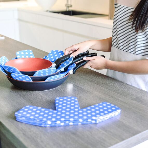 Chefarone Pfannenschoner Filz - 5er Set - 38,5 cm - XL Pfannenschutz - Stapelschutz für perfekten Pfannen Schutz (Blau)