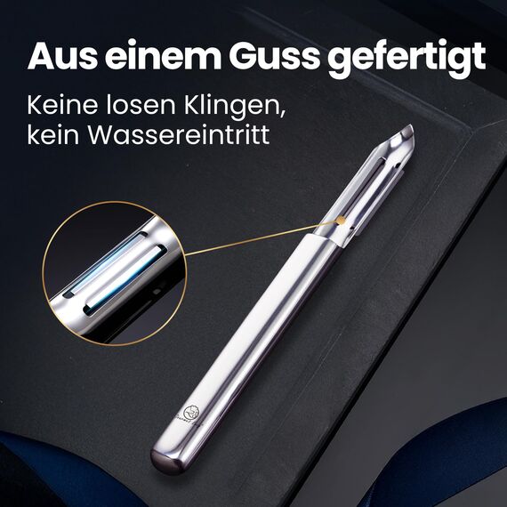 Deluxe Sparschäler aus Edelstahl für Rechts- & Linkshänder | Innovativer Gemüseschäler & Obstschäler mit doppelseitiger Klinge | Ultrascharf, spülmaschinengeeignet, 5 Jahre Ersatzversprechen
