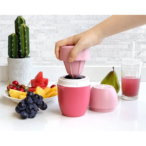 Lechin Zitronenpresse - Einzigartiger Zitruspresse in Zitronenform - Manueller Entsafter mit zwei Pressmöglichkeiten für Verschiedene Früchte (Rosa)