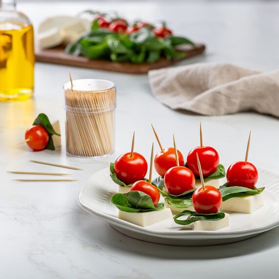 Comfy Package [1500 Stück] Bambus-Zahnstocher, Rund und Doppelseitig Spitze - Holz-Zahnstocher für Vorspeisen, Früchte und Zahnpflege.