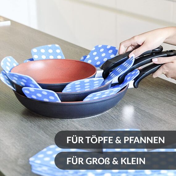 Chefarone Pfannenschoner Filz - 5er Set - 38,5 cm - XL Pfannenschutz - Stapelschutz für perfekten Pfannen Schutz (Blau)