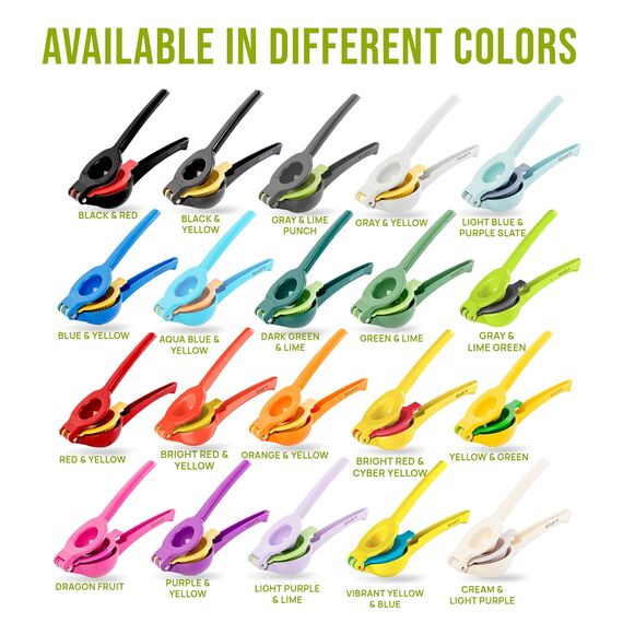 Zulay 2-in-1 Zitronenpresse aus Metall, Handentsafter, Zitronenpresse, manuelle Zitruspresse (Grau und Limettenstanzer)