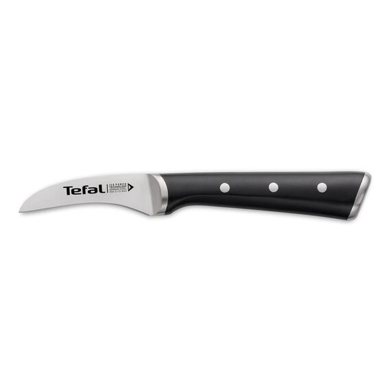 Tefal Ice Force rundes Schälmesser, 7 cm Klinge, Korrosionsschutz, Handschutz, Edelstahl/Schwarz, K23212