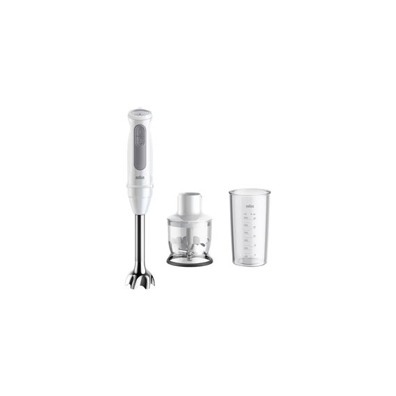 Braun Stabmixer MultiQuick 5 MQ50201M, PowerBell Plus Technologie, 21 Geschwindigkeitsstufen+Turbo, EasyClick System Plus, Edelstahlschaft, 350ml Zerkleinerer & 600ml Becher, 1000W, Weiß